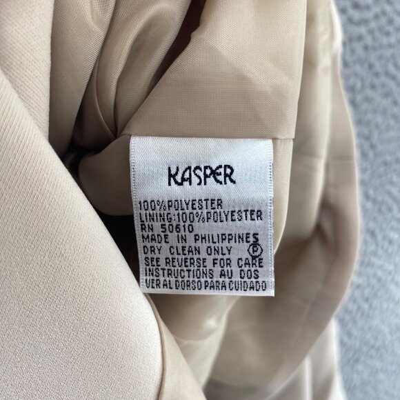 Kasper Blazer Womens 10 Beige Button Front Seam Details Office Career High Neck* - Picture 4 of 10
